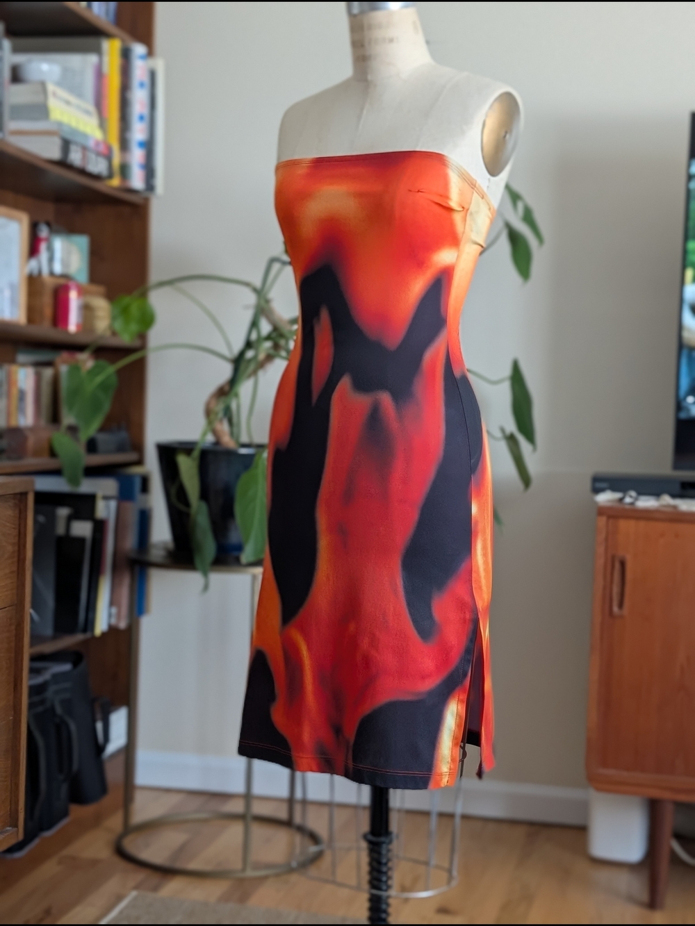 Todd Oldham 1994 Bodycon Flame Dress